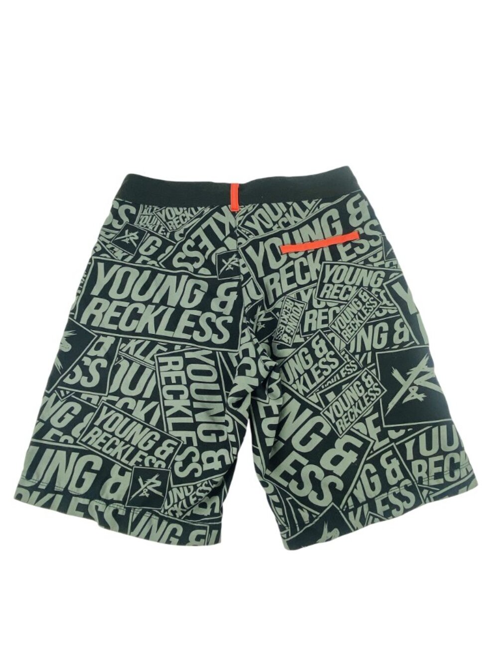 Young & Reckless Mens Board Shorts Size 32 100% Poly Black, Gray, Red - Picture 2 of 8
